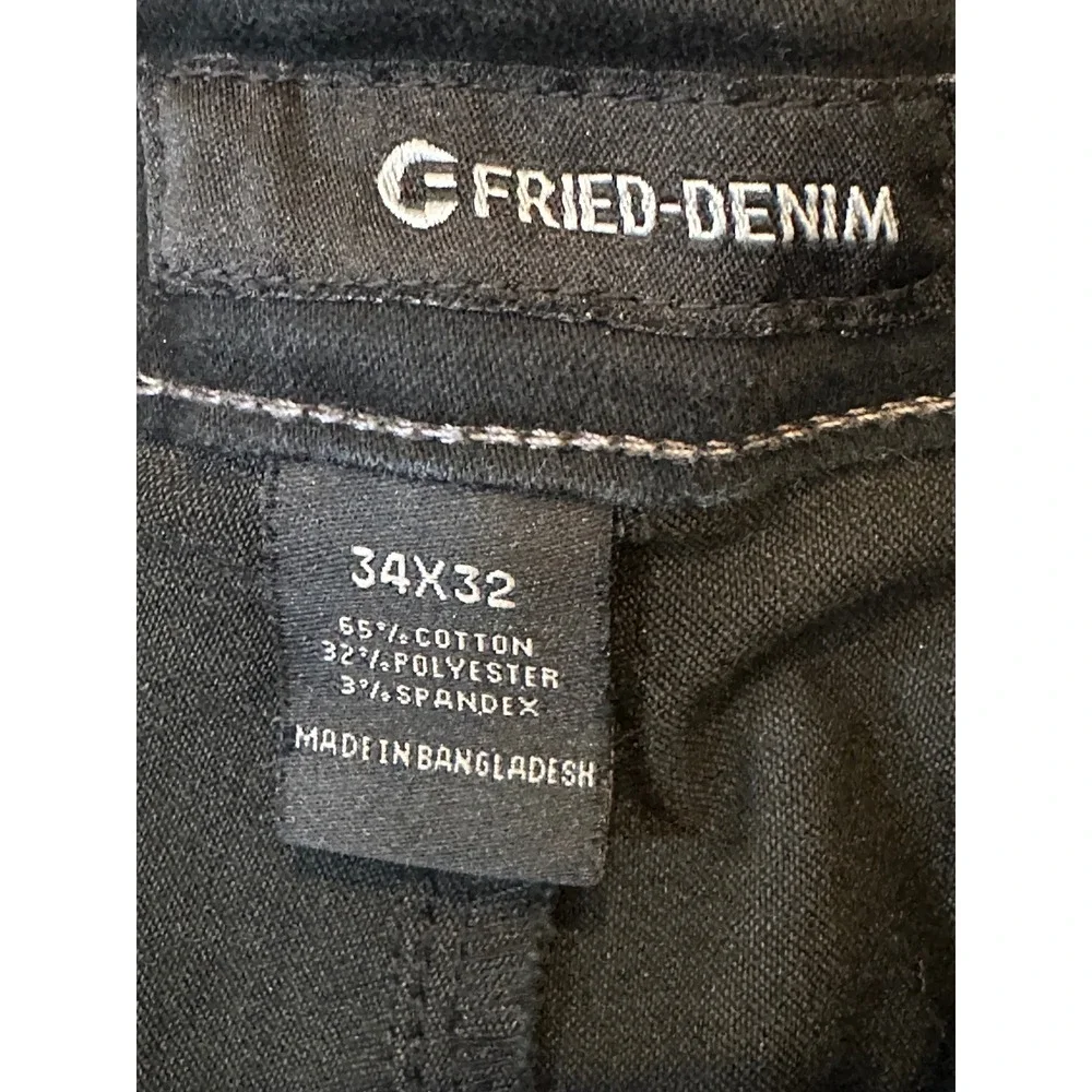 Fried Denim Mens Black Slim Straight Stretch Pants 34x32 Cotton Blend